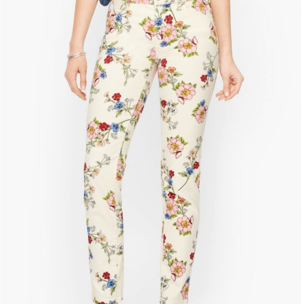 Talbots Floral Print Women Jeans - Cream Multicolor